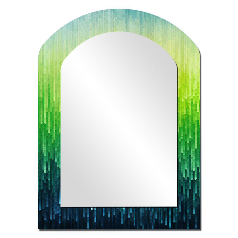Green Color Code - Rainbow Arch Large Mirror, Traditional Asymmetrical Unique Wall Mirror Decor, Printed Metal Art, 34" x 25"