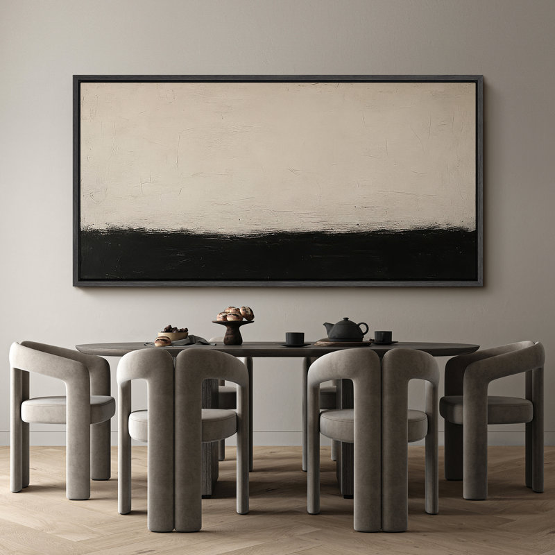 Grande impression sur toile encadrée, impression de paysage abstrait pour la décoration intérieure moderne, Noir