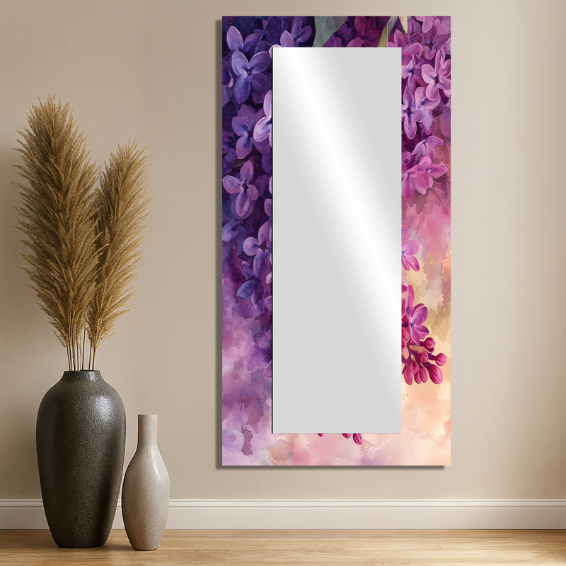 Lilas dans le jardin, réalisme II, art mural miroir décoratif floral, imprimé sur métal, 28 po x 55 po