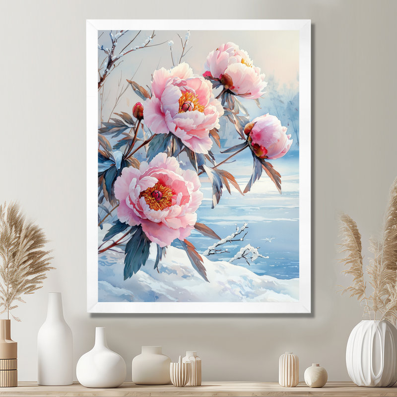Balnamore - Floral Canvas Prints, H 32 po x l 16 po, Reproduction encadrée sans passe-partout, Blanc