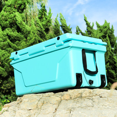 Glacière de camping extérieure bleue de 65 pte - 5 jours de conservation du froid stable et boîte pratique 5 portable
