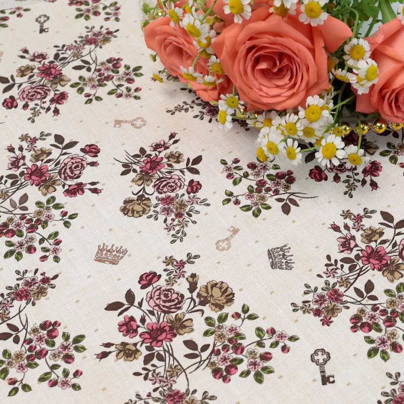 Katica Rectangle Floral Plastic / Acrylic Tablecloth, 78″ L x 55″ W