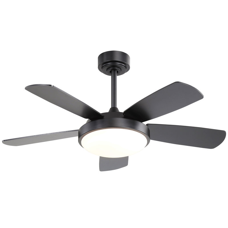 42 Inch Ceiling Fan With 22W Led Light And Remote Control Mdf Blades Reversible Dc Motor, Black