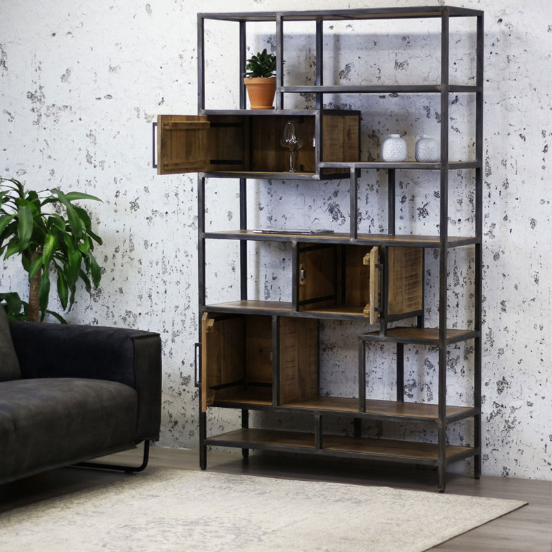 Castiel 202cm H x 120cm W Geometric Bookcase