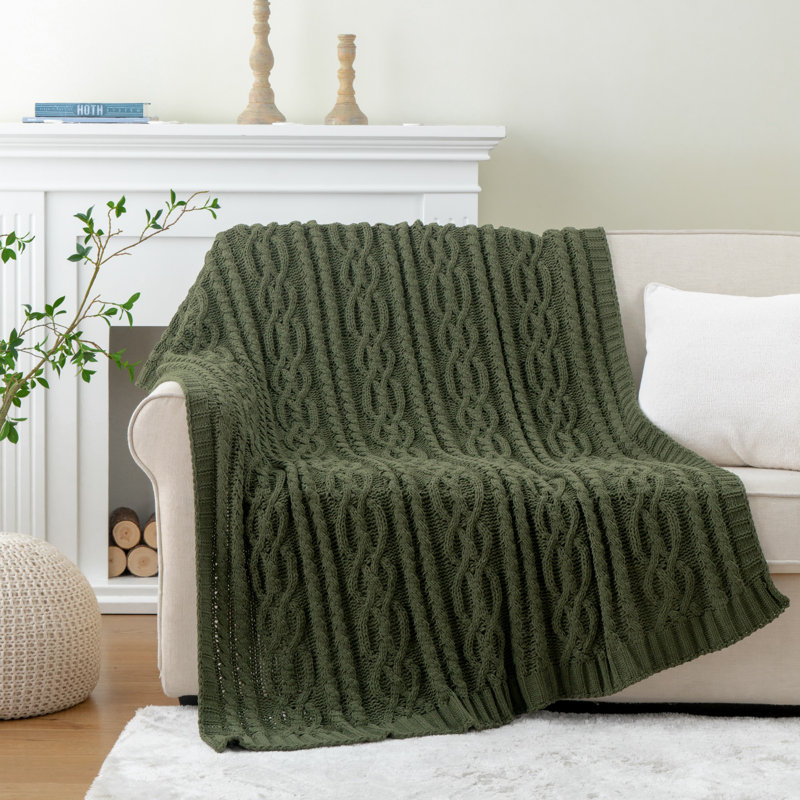  Jeté tricoté en chenille de luxe, 51 x 67 pouces, jeté tricoté pour chaise, jeté texturé décoratif super doux et chaud pour le lit, le canapé et le salon