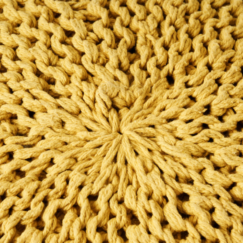Pouf rond en coton 20 x 20 Yuny, Coton jaune