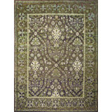 Unusual Purple and Green Color Antique Room Size Wool Pile Agra Carpet