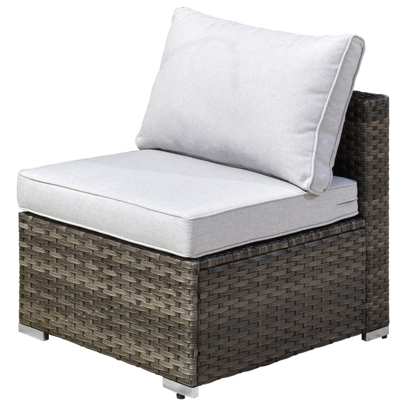 Ensemble de conversation modulaire en rotin Aliva, Gris