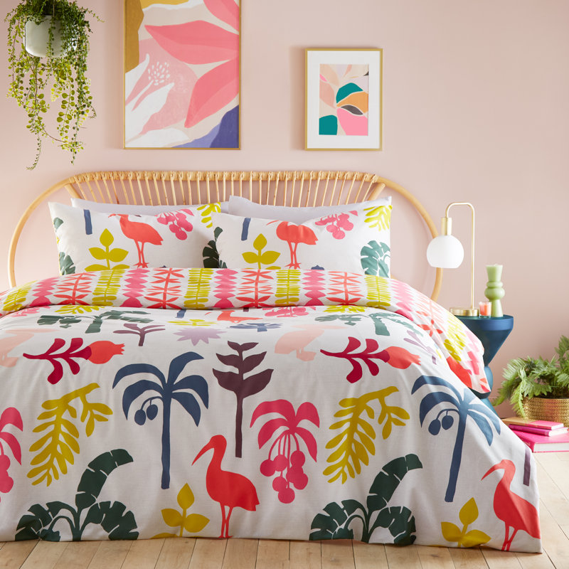 Marula Cotton Blend Floral Duvet Cover Set with Pillowcases, 135 cm W x 200 cm L