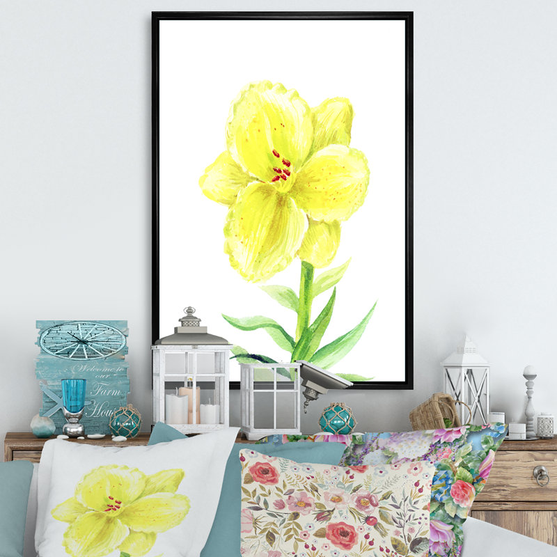 «Yellow Lilium Flower Blossoming», art mural traditionnel sur toile, H 36 po x l 24 po x P 1 po
