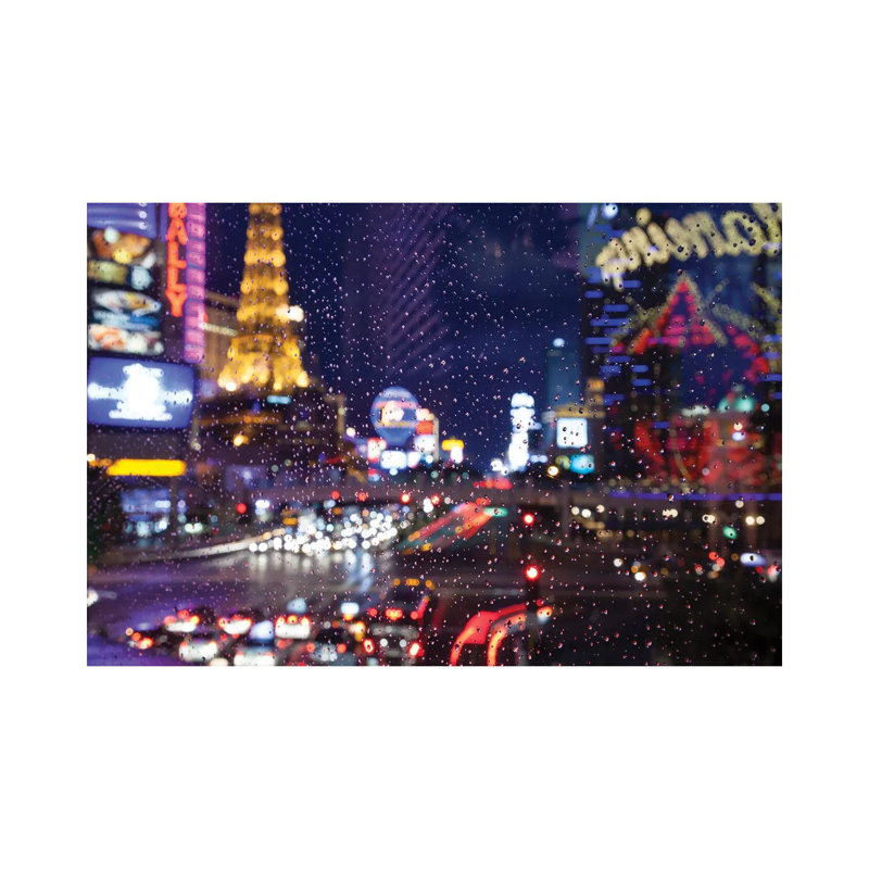The Strip With Paris At Las Vegas Main Strip Lights At Night. by Michele Niles - Wrapped Canvas Gallery-Wrapped Canvas Giclée