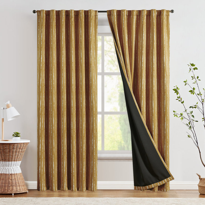 Gudinas Polyester Blackout Curtain Panel, Yellow, 52" W x 84" L