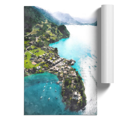 Over Grindelwald in Switzerland Painting - Frameless Print