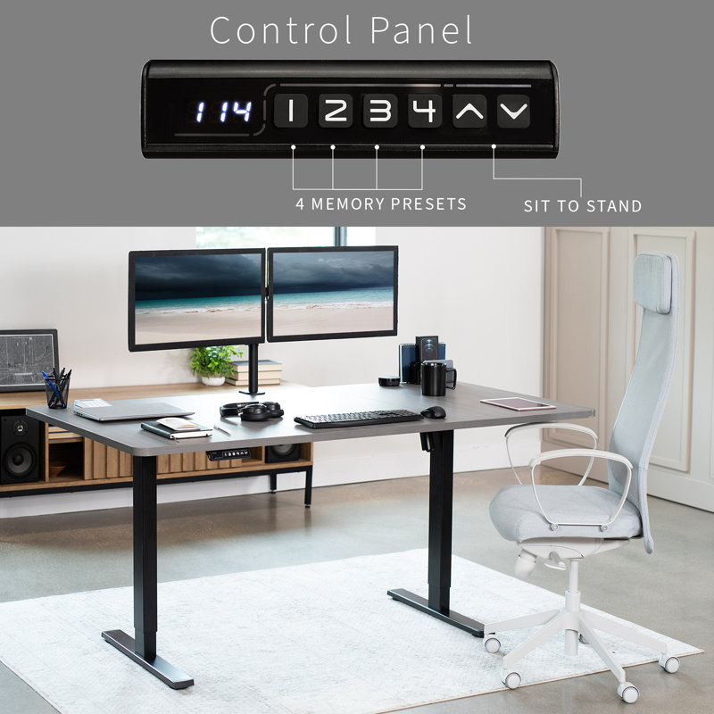 Dark Gray and Black Adjustable Height Electric Standing Desk