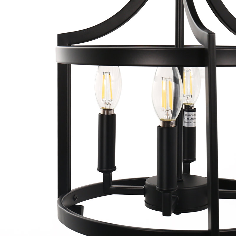 Dzmitriy 4 - Light Dimmable Lantern Square / Rectangle Chandelier, Matte Black