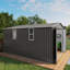 Remise de rangement extérieure en métal 10 x 12 pi avec double porte et fenêtres, imperméable, grise, idéale pour griller un atelier dans la cour à deux générateurs