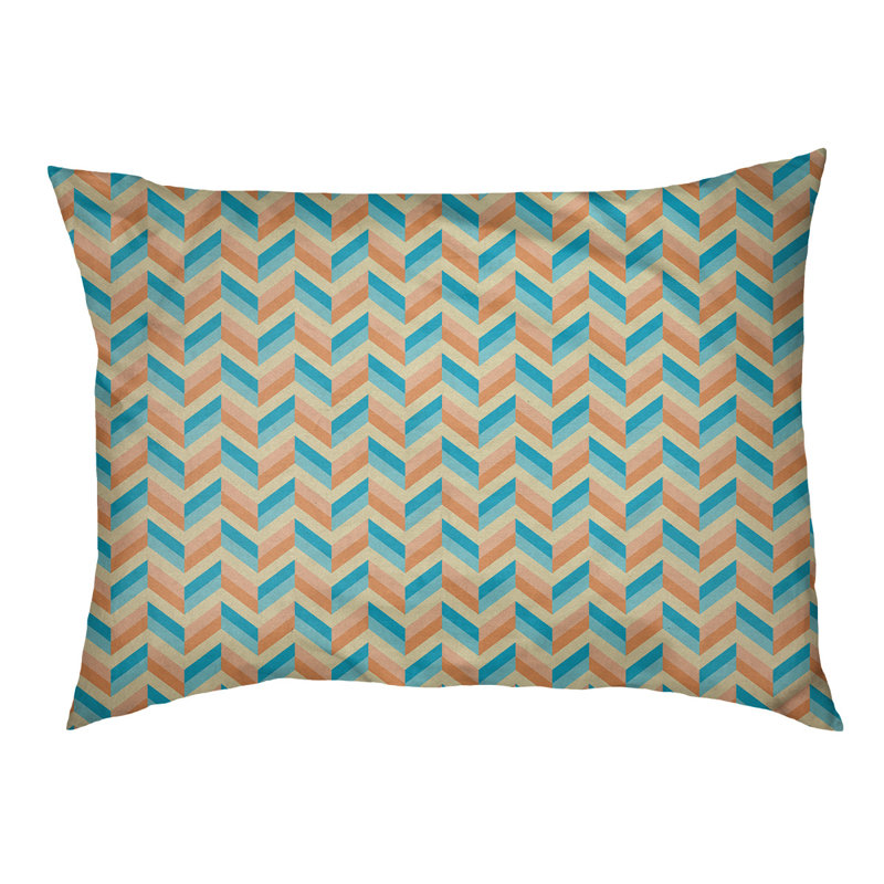 Coussin pour chien chevron Byrge, Grand (l 42,5 po x P 32,5 po x H 14 po), Bleu / Orange