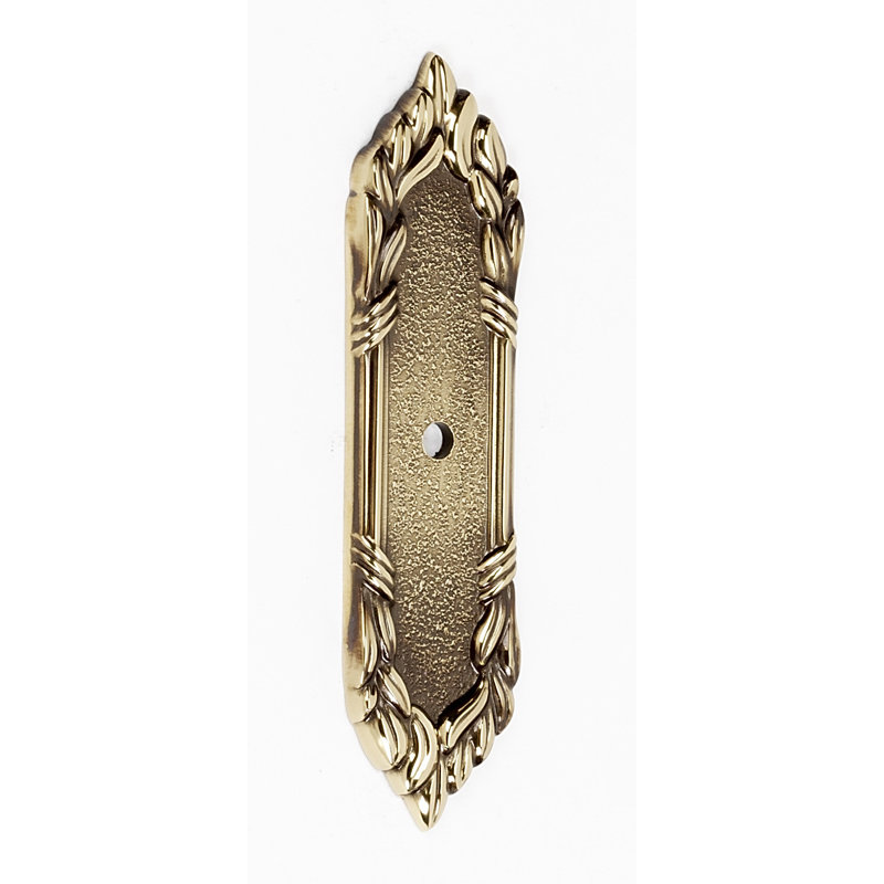 Ribbon And Reed Brass Back Plate, Polished Antique