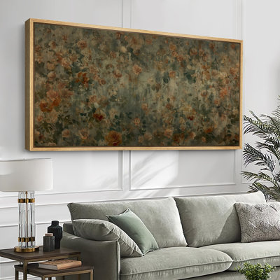 Large Framed Canvas Print Wall Art - Vintage Wildflowers Botanical Print for Modern Farmhouse Decor