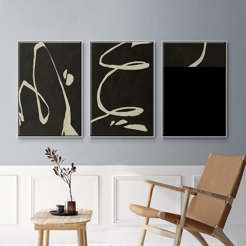 «Neutral Spring I», ensemble de 3 reproductions encadrées sur toile, H 40 po x l 78 po, Blanc