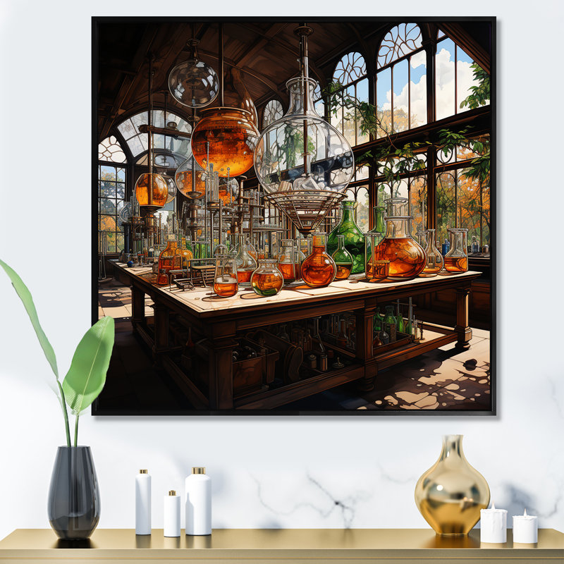 Art mural de laboratoire «Scientist», H 30 po x l 30 po x P 1 po, Cadre flottant noir