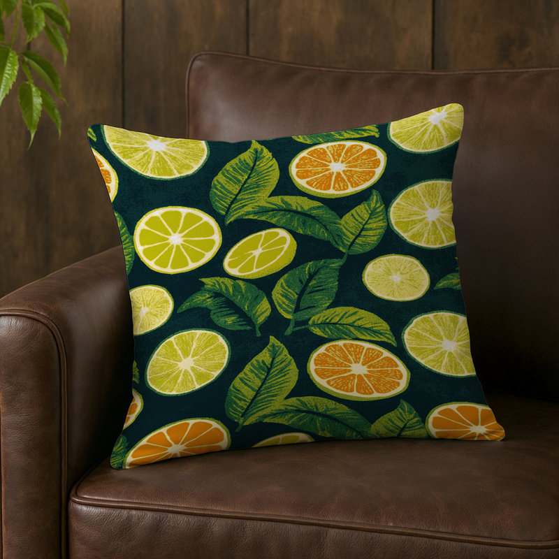 Coussin intérieur et extérieur, Carré 20 po, Calamansi