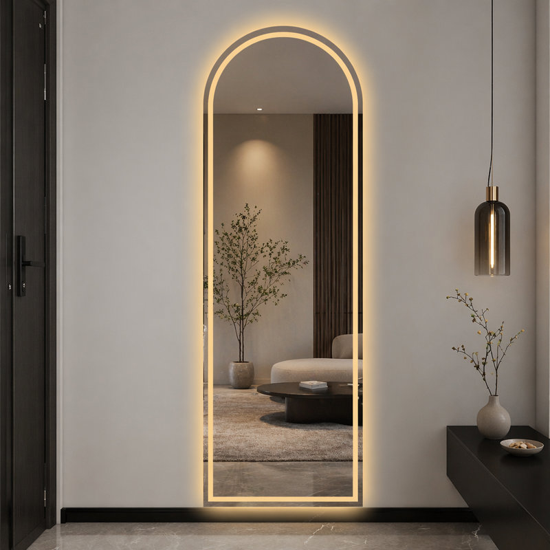 Miroir pleine longueur de 65 po x 21 po à DEL, à intensité variable, haute définition et antidéflagrant, sur pied ou mural
