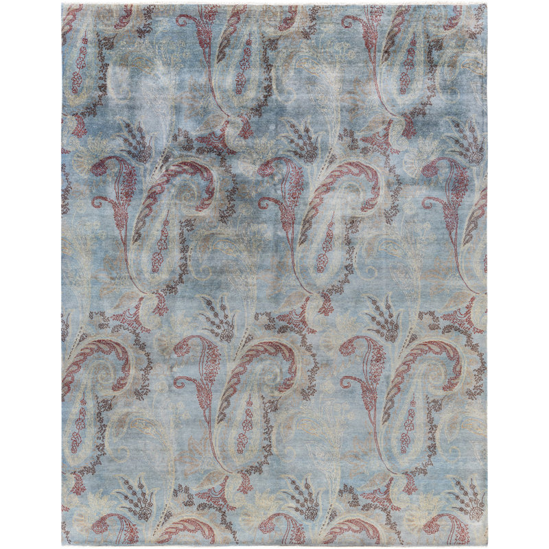 Tapis unique noué à la main gris Odom 8 pi 0 po x 10 pi 2 po Odom