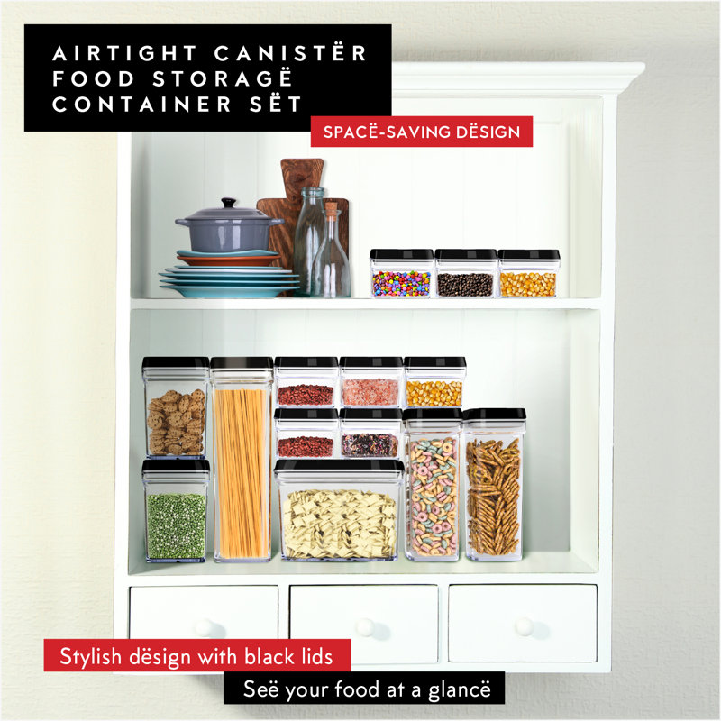 Airtight Container Food Storage Set, Black