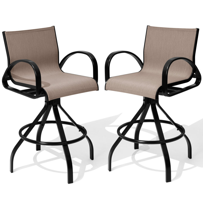 Tabourets de bar en aluminium 28,94 po avec tissu Sunbrella, Cendres