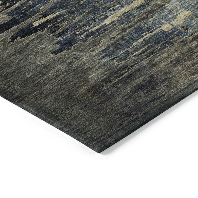 Tapis extérieur rond lavable abstrait café 8 pi