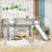Twin Low Loft Bed With Slide, Ladder And Guardrails-82085052