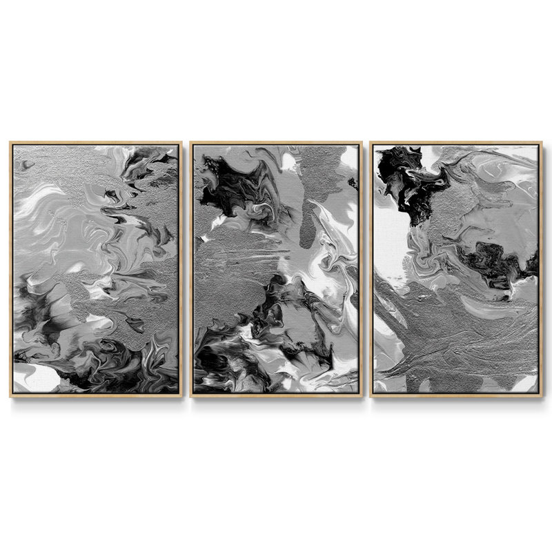 Marbre riche - Toile encadrée multi-pièces, Naturel, H 40 po x l 78 po x P 2 po