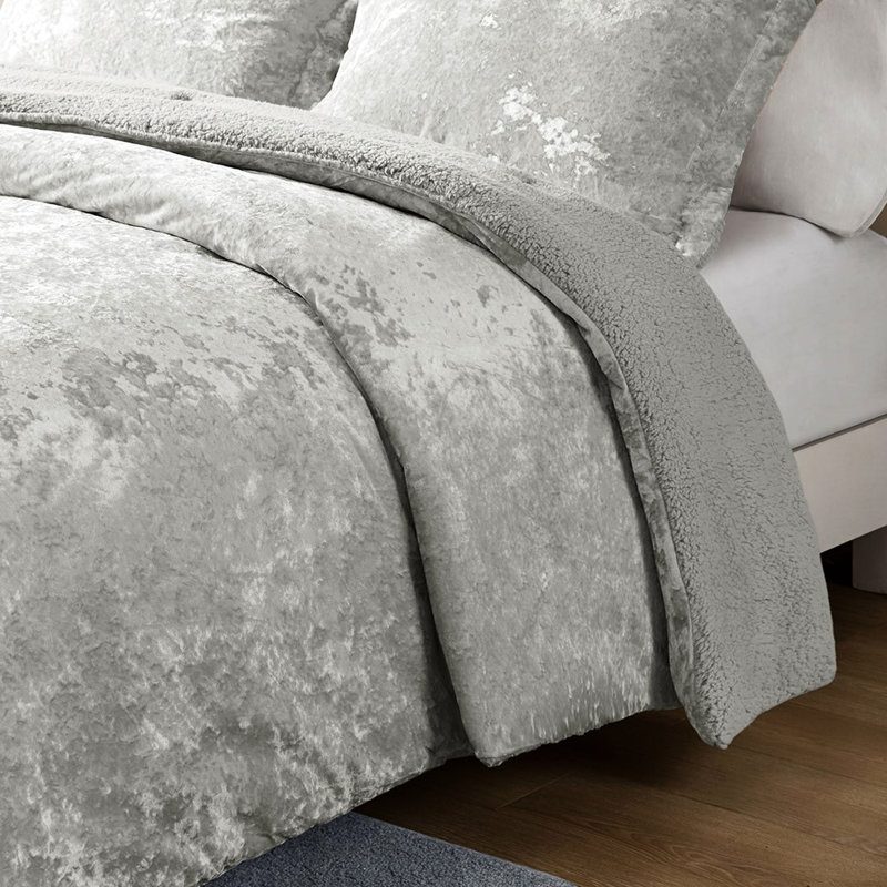Édredon simple / simple TG avec velours gris écrasé et doux pour l'envers