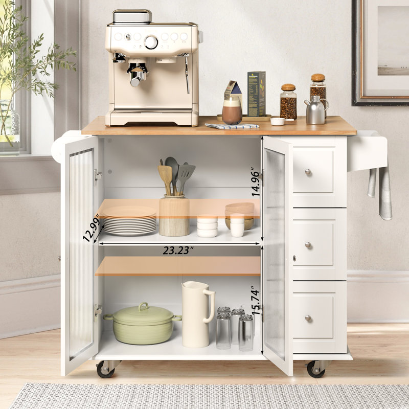 Amarae 45.28 " W Kitchen Cart, White