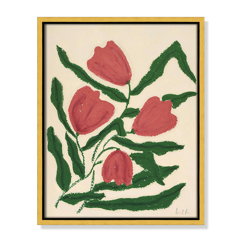 «Colette Red Tulips Print» par Camilla Bergqvist, H 15,5 po x l 12,5 po, Doré