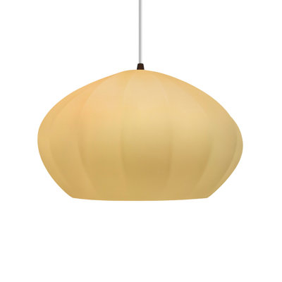 Radiance - Oval Fluted 1-Light Pendant - Muted Yellow - Dark Bronze - Replaceable Bulb - White Cord
