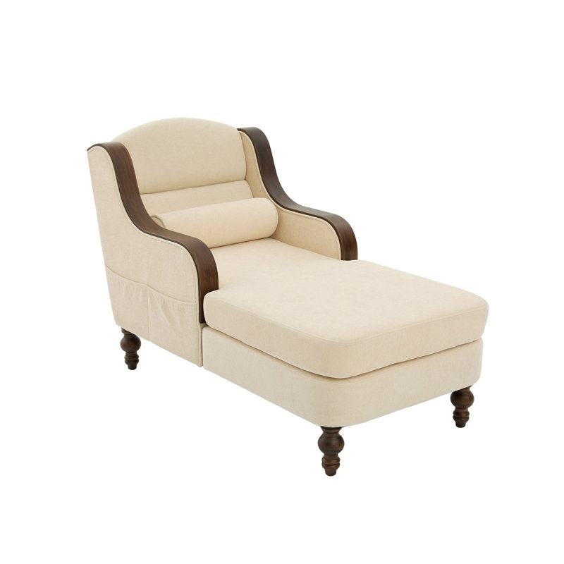 Chaise longue rembourrée avec poches latérales, Beige
