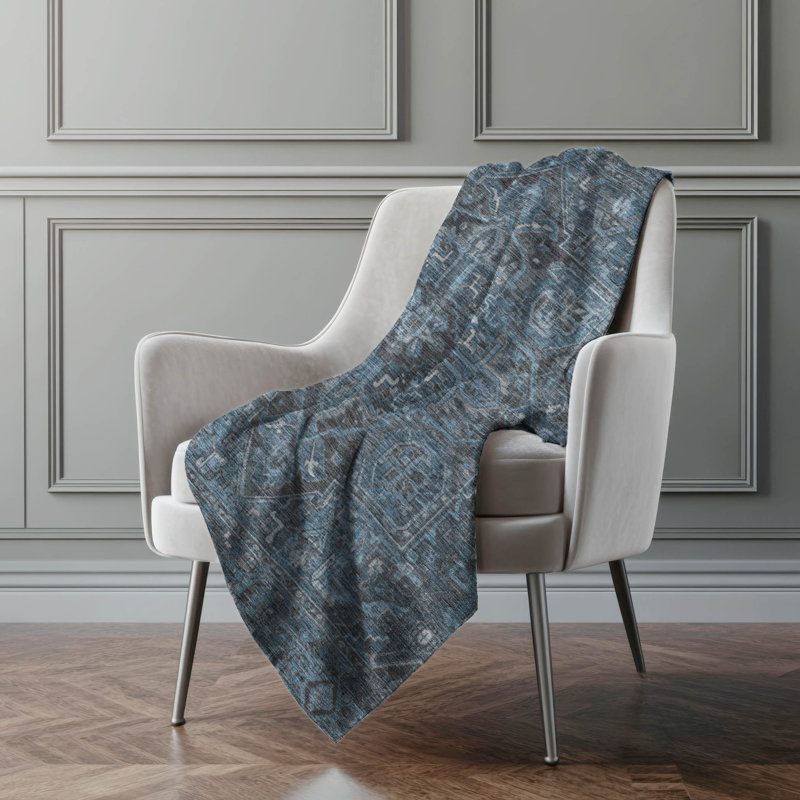 Jeté Addison Sherpa Tribal Medallion, Bleu marine oriental oriental 3