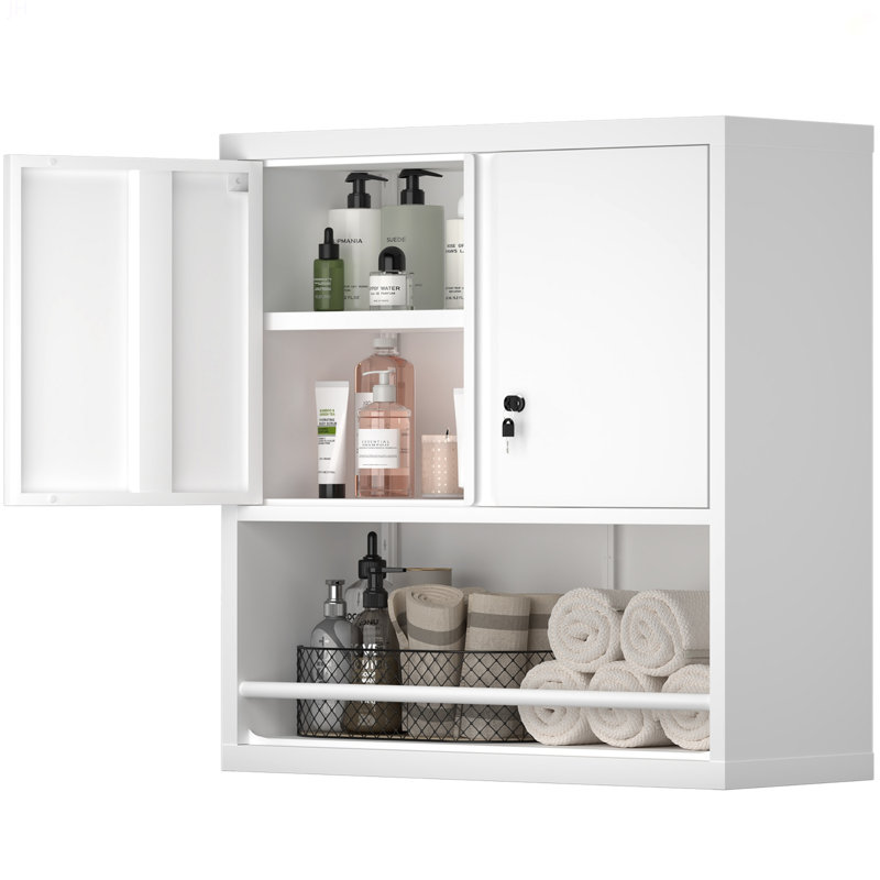 Metal Adjustable 2 Doors Metal Storage Cabinet Kitchen Pantry Cabinet With Adjustable Shelves All Steel Cabinet Locker For Kitchen, Living Room, Dining Room And Office