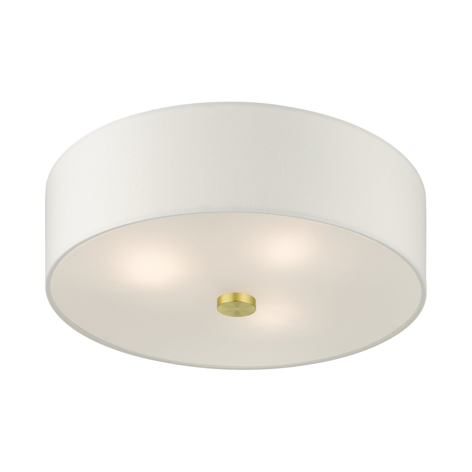Flaire 2 Light Fabric Semi Flush Mount, Satin Brass, 7.75" H x 15" W x 15" D