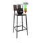 Ensemble de table de bar rectangulaire de 110 cm (43,3 pouces) avec 2 tabourets de bar et dossier, en MDF et métal. Table de bar avec 2 tablettes latérales de rangement. Style industriel, couleur noyer.