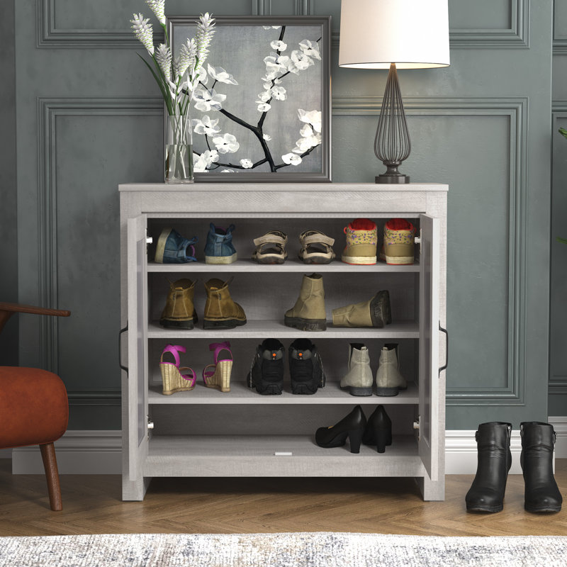 Allivia 12 Pair Shoe Storage Cabinet, Dusty Gray Oak