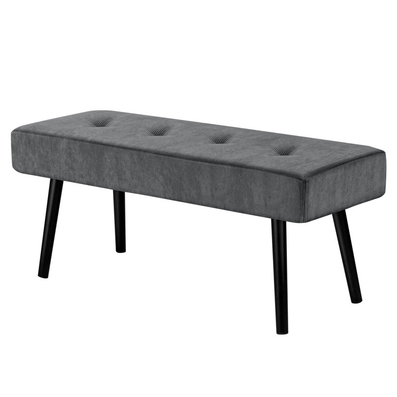 Banc rembourré 39,4 po Velours côtelé, Gris