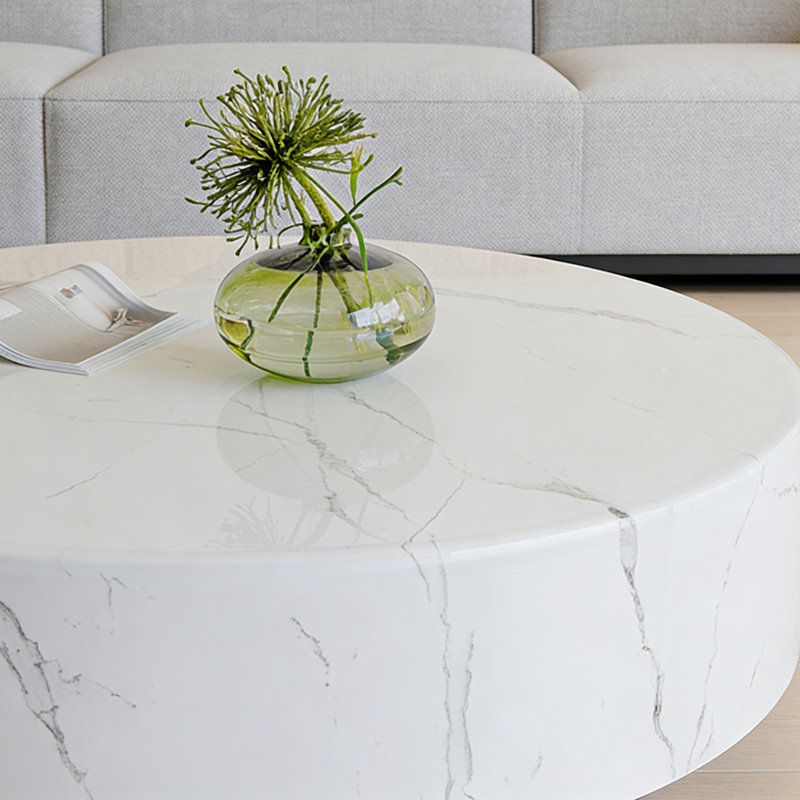 Table basse Arnette, Blanc / Gris, H 13,8 po x L 35,4 po x l 35,4 po