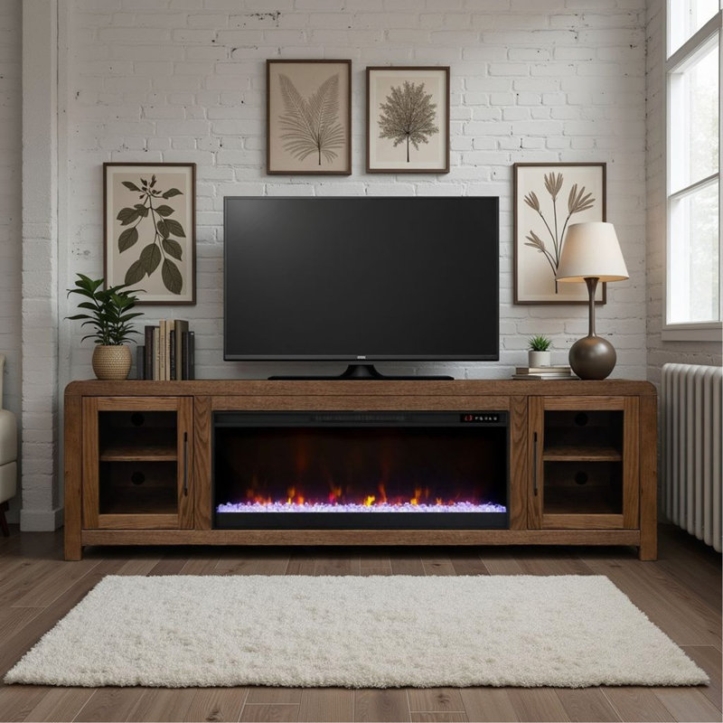 Meuble télé 82 pouces Bourbon, Oui, Brun, H 26 po x L 82 po x l 17 po