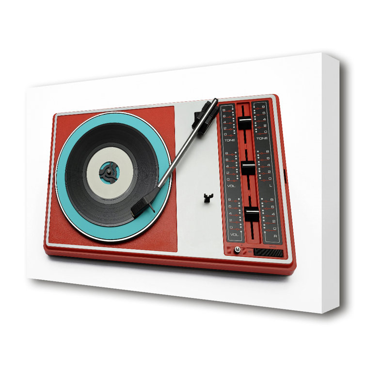 Retro Record Player 2 Music - Wrapped Canvas Print