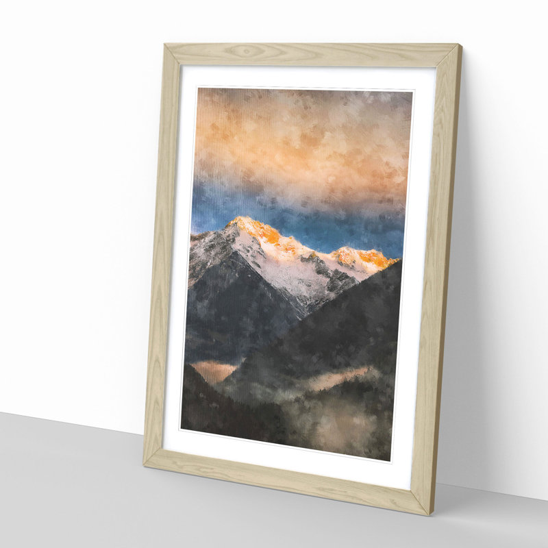 Schwartzenstein Summit In Italy Painting - Picture Frame Graphic Art, 63cm H x 45cm W x 2cm D, Oak Framed