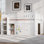 Lit mezzanine double avec armoire de rangement et tableau noir 