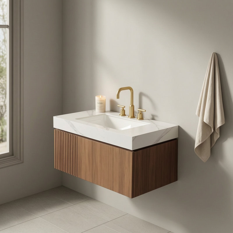 Meuble-lavabo 30 po avec lavabo, 30", Carrara White